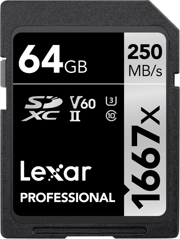 Lexar SDXC Pro 1667X UHS-II U3 R250/W120 (V60) 64GB