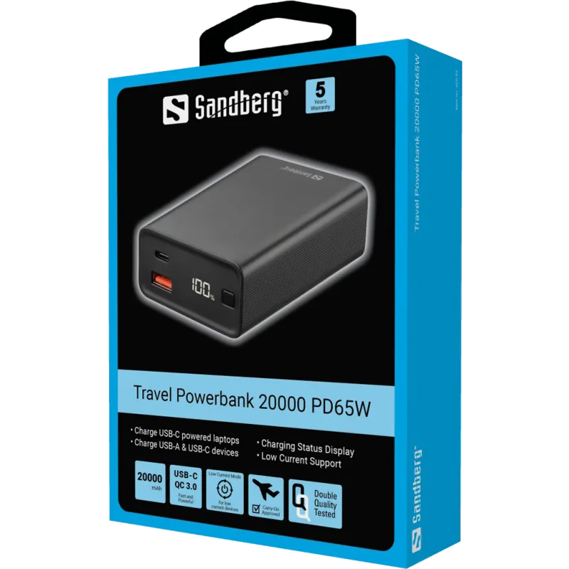 Sandberg Travel Powerbank 20000 PD65W, Travel Powerbank 20000 PD65W 