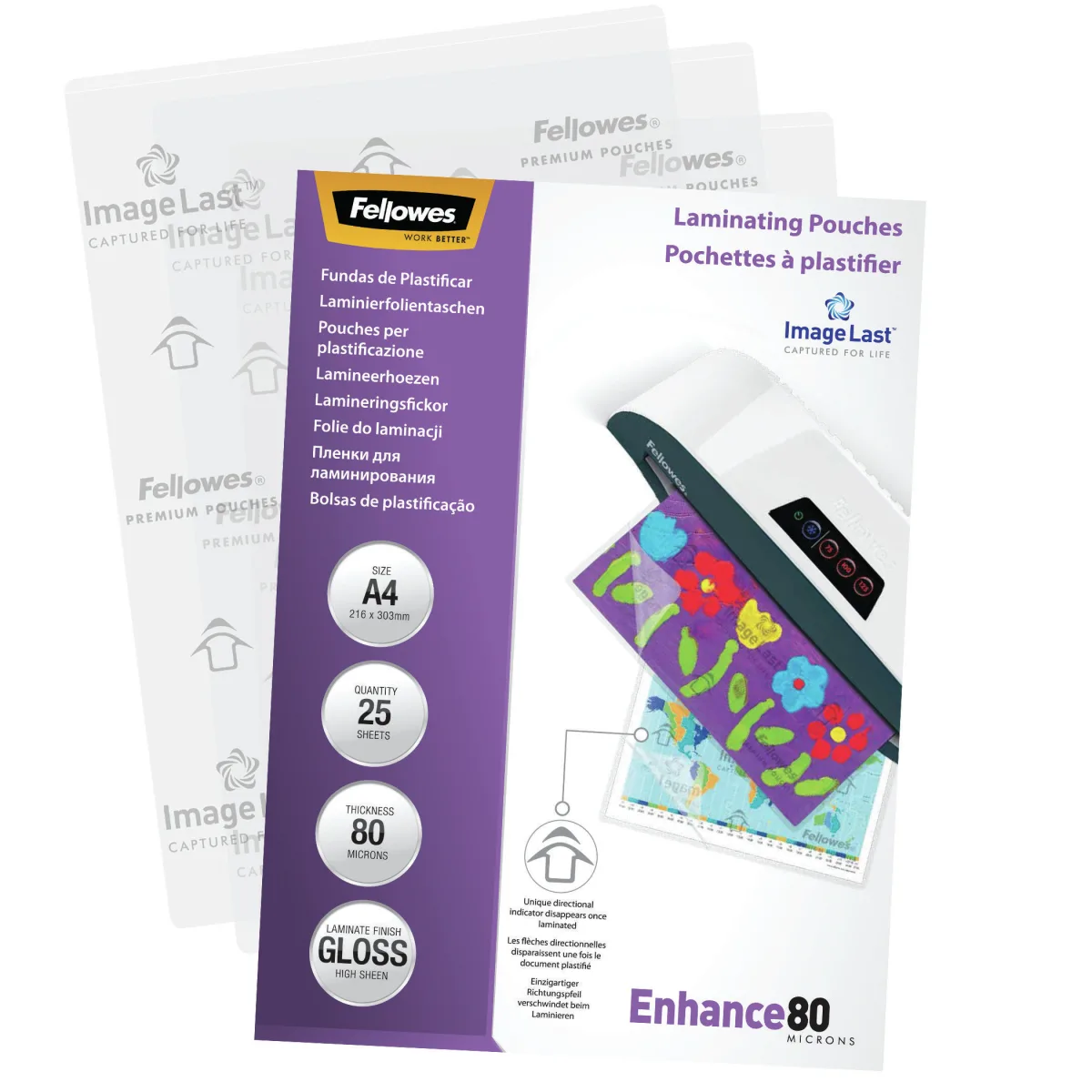 Fellowes Folie laminat A4 80mic 25buc set angle