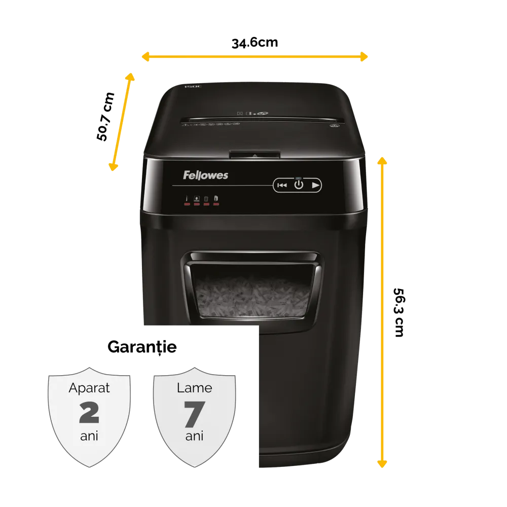 Fellowes Distrugator documente AutoMax 200C, ADF 200 coli, 10 coli manual, 4x38 mm, P-4, cos 32L 