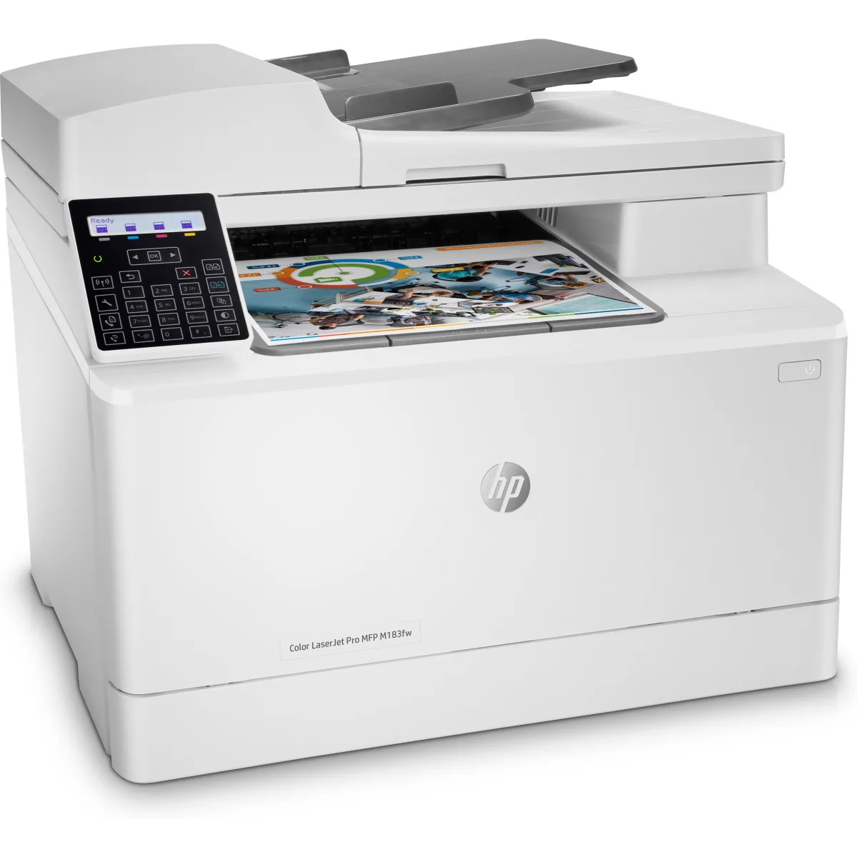 HP Color LaserJet Pro M183fw multifunctional color fax Wi-Fi angle