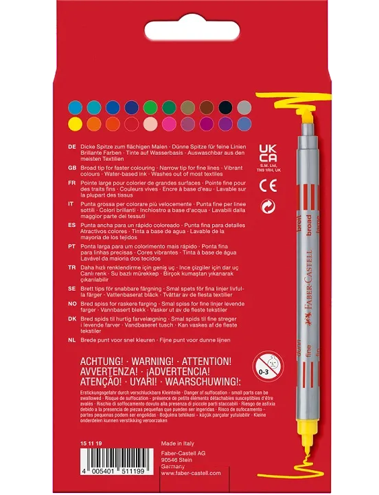 Faber-Castell Set 20 carioci cu varf dublu pentru colorare si contur 