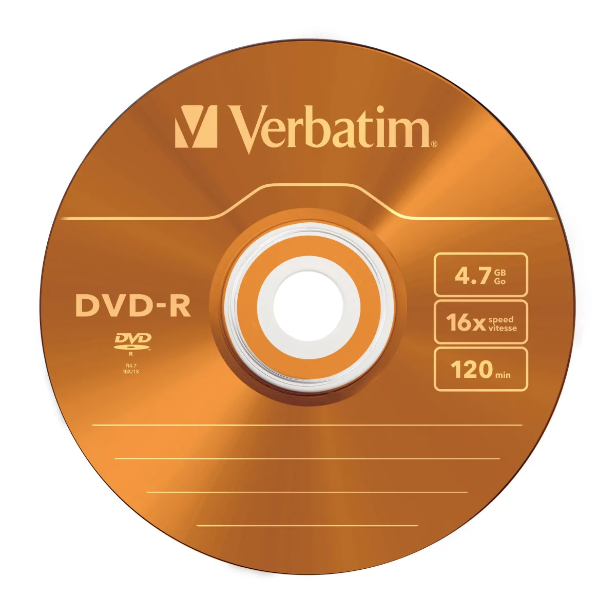 Verbatim DVD-R, 16x, 4.7GB, 120min, matt silver, Slim Case angle