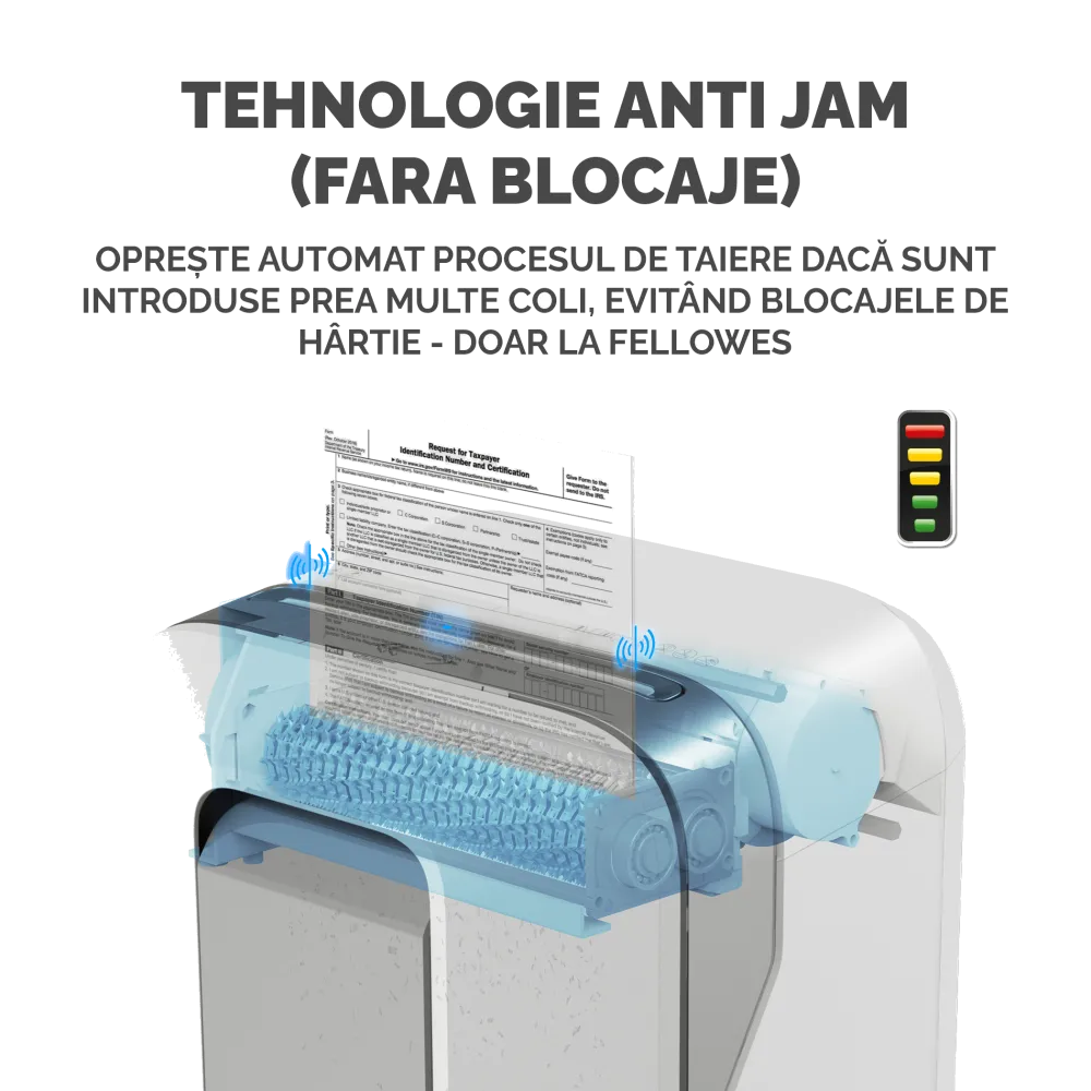 Fellowes Distrugator documente LX201 alb, 12 coli, microparticule 2x12 mm, P-5, cos 22L 