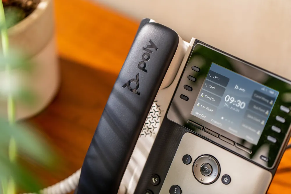 HP Poly Edge E300 IP Phone and PoE-enabled 