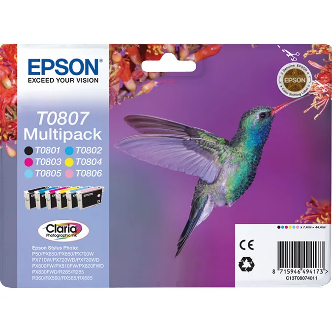 Epson T080740 Multipack 6 cartuse Bk/C/M/Y/LC/LM, originale