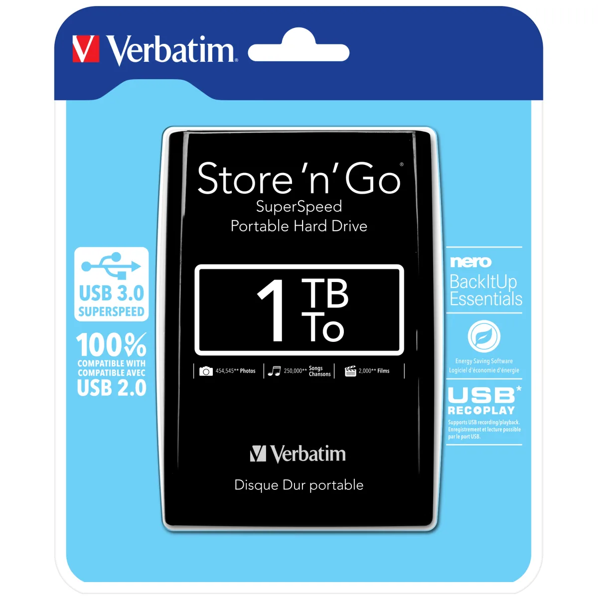 Verbatim Store n Go HDD portabil 1TB 2.5inch USB 3.0 negru
