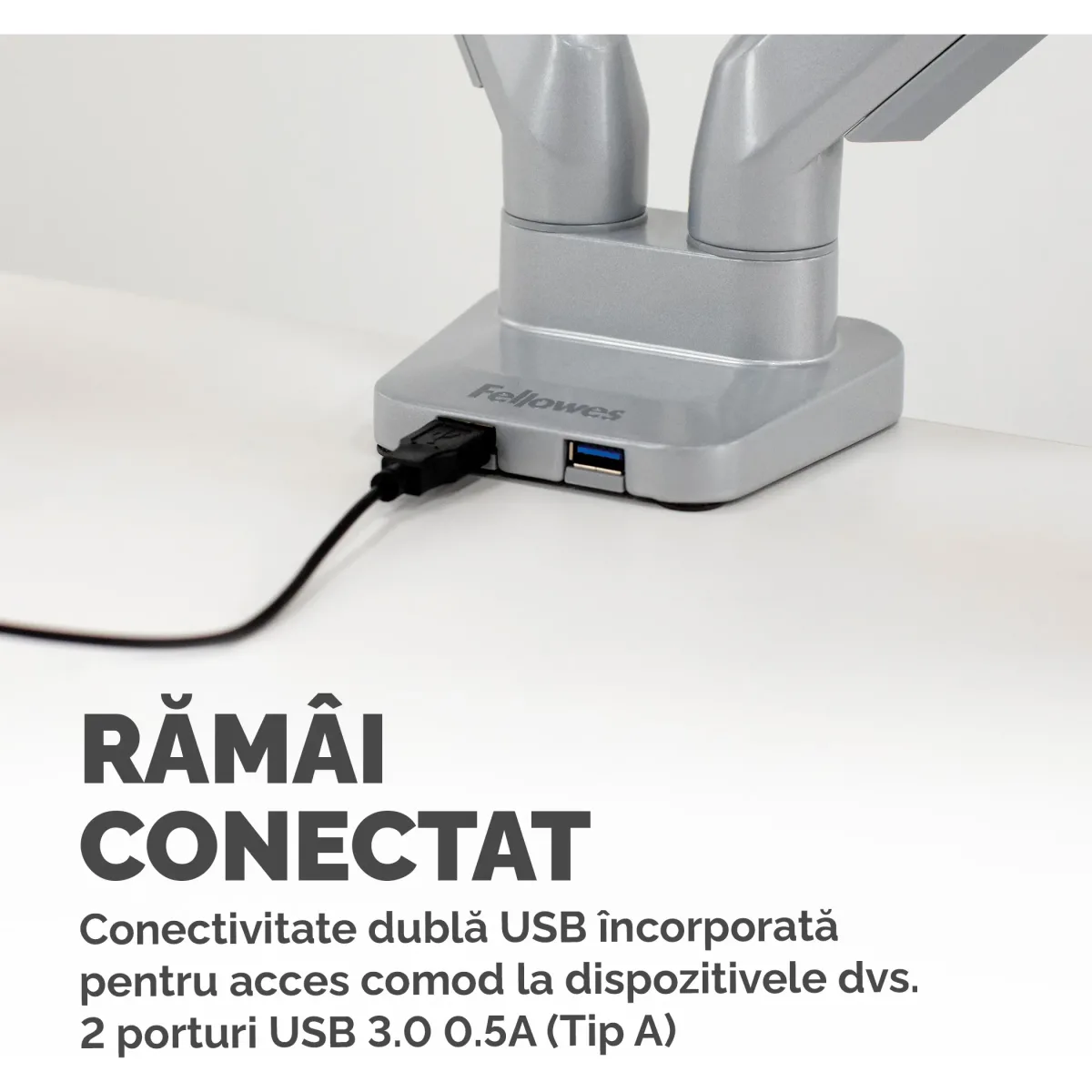 Fellowes Platinum Series Dual Monitor Arm Silver brat dublu pentru monitor 