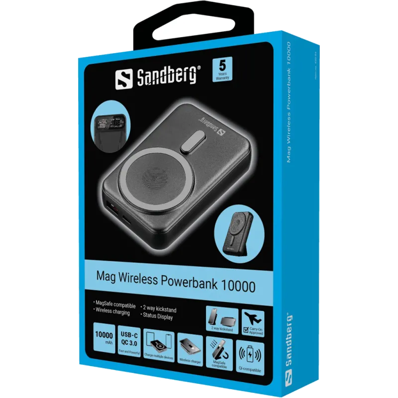 Sandberg Mag Wireless Powerbank 10000mAh baterie externa compatibila MagSafe 
