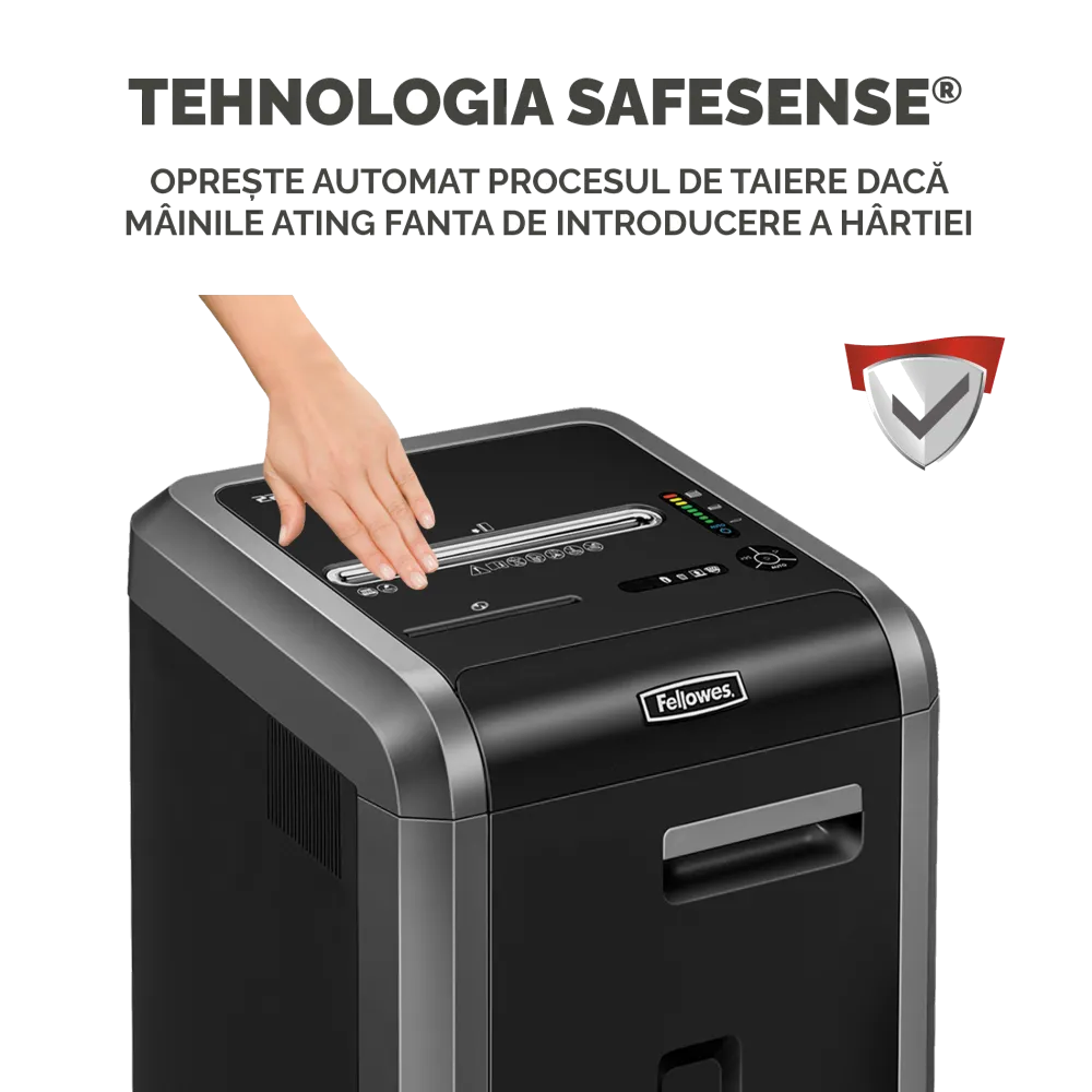 Fellowes Distrugator documente 225Ci, 22-24 coli, particule 4x38 mm, P-4, cos 60L 