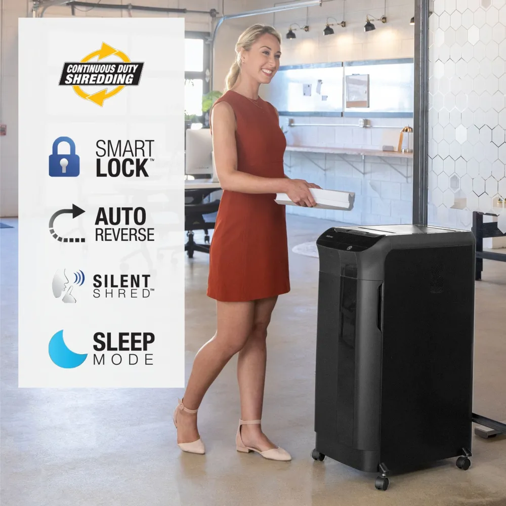 Fellowes Distrugator documente AutoMax 550C, ADF 550 coli, 14 coli manual, 4x38 mm, P-4, cos 83L lifestyle