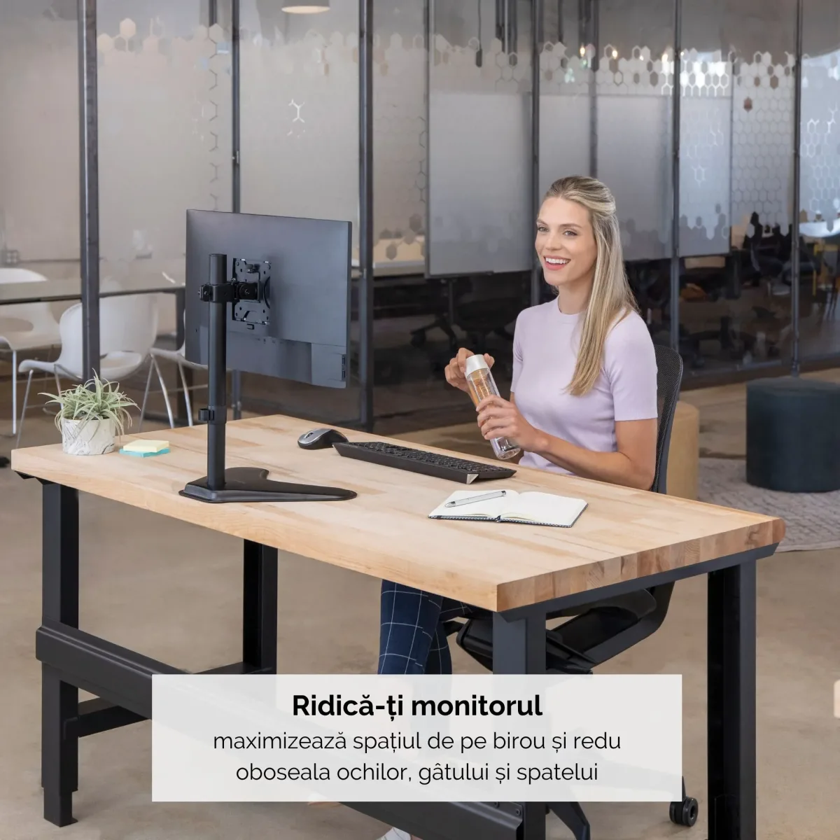 Fellowes Seasa Freestanding Single Monitor Arm 