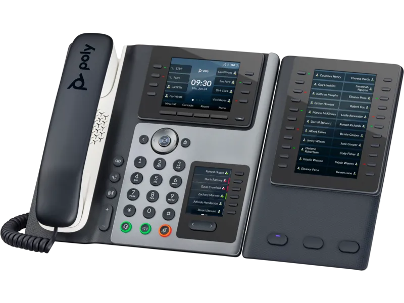 HP Poly Edge E400 IP Phone and PoE-enabled 