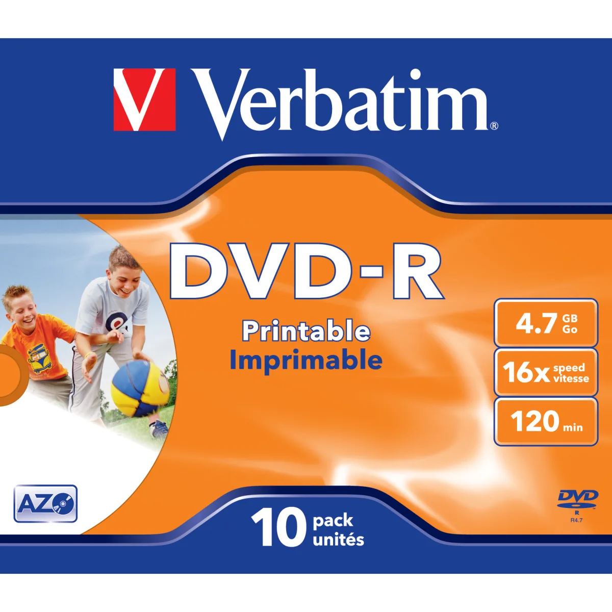 Verbatim DVD-R, 16X, 4.7GB, JC, inkprint angle