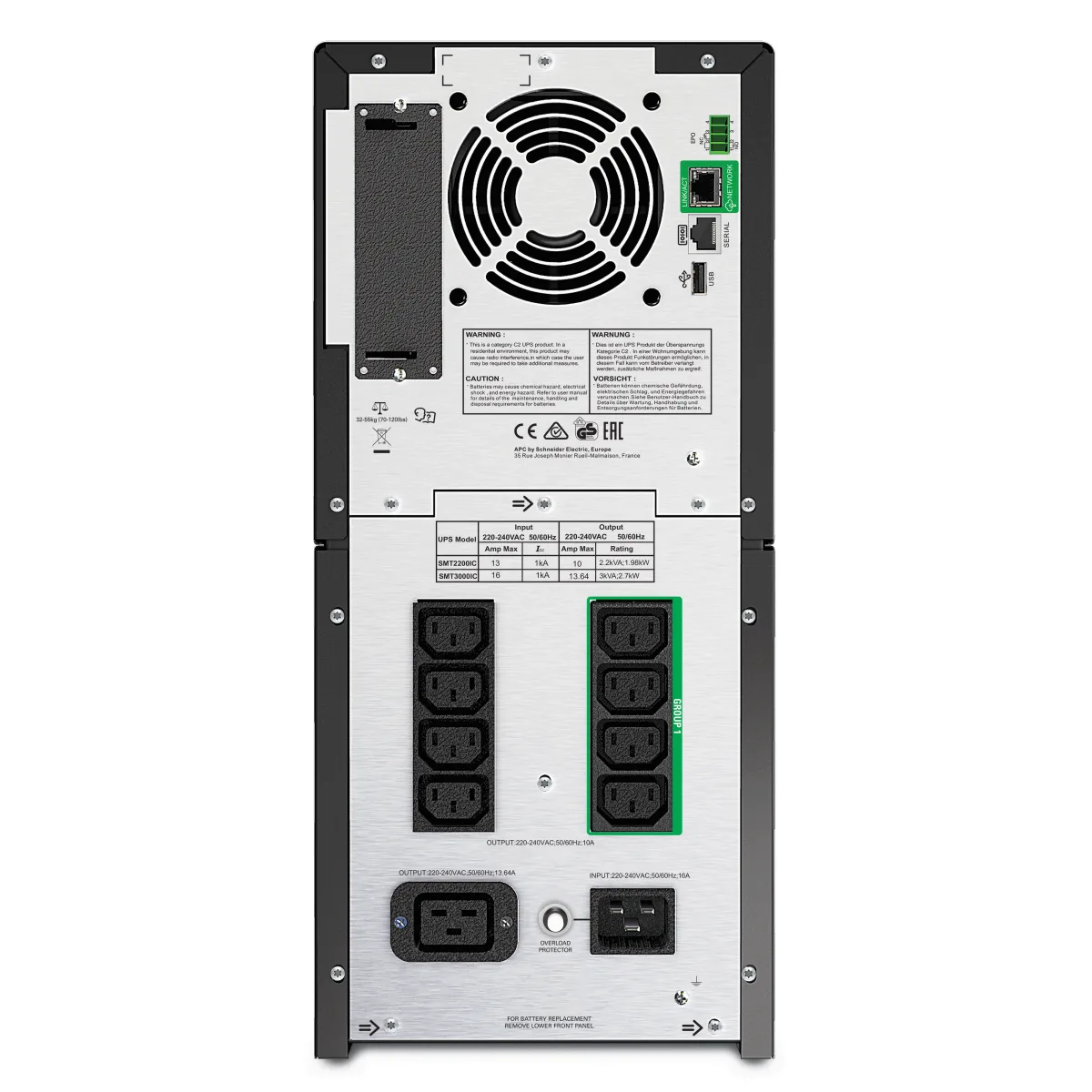 APC Smart-UPS 2200VA/1980W line interactive, LCD, SmartConnect, tower angle