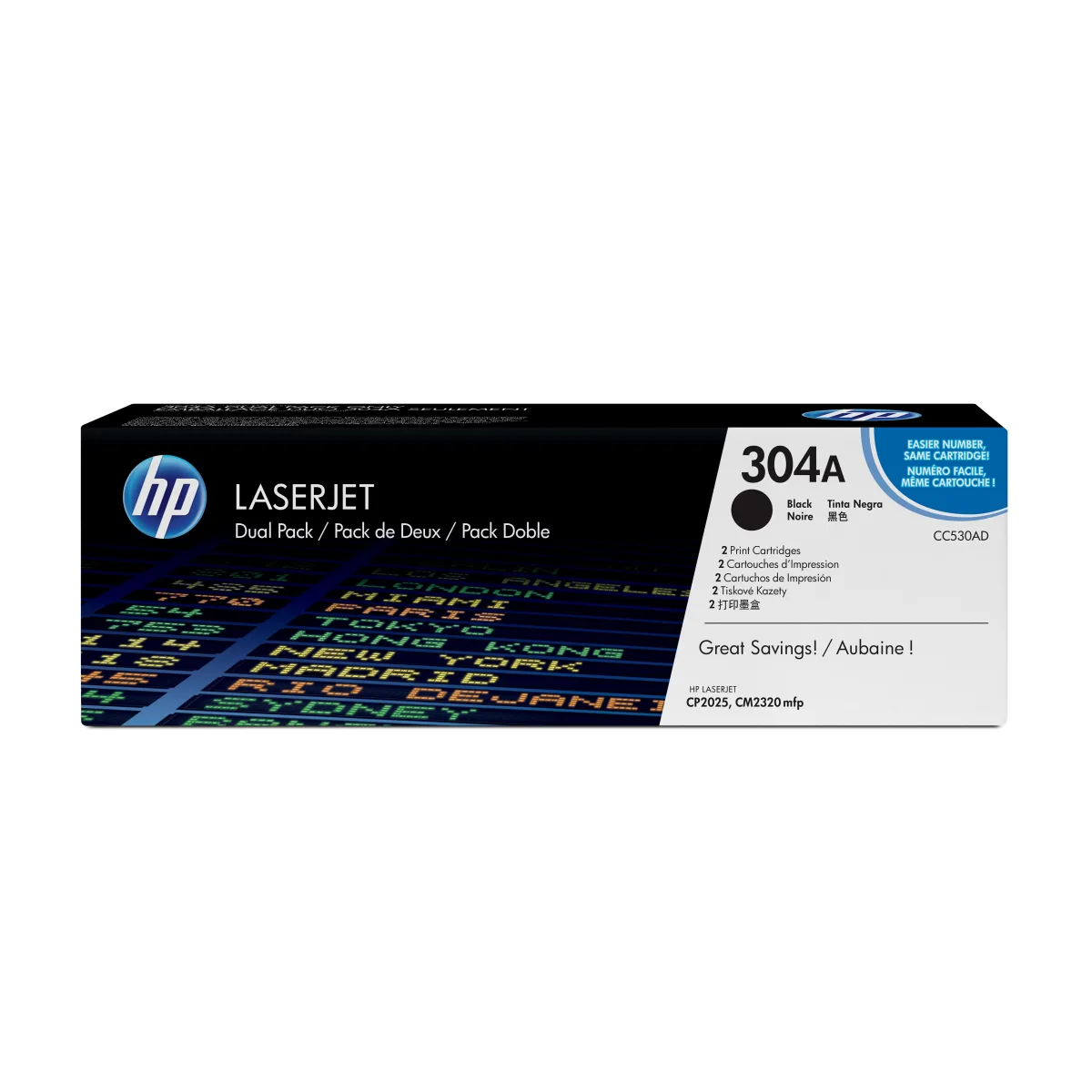 HP CC530AD Set 2 cartuse toner No.304A ORIGINALE CC530A, 2x3.500 pag.