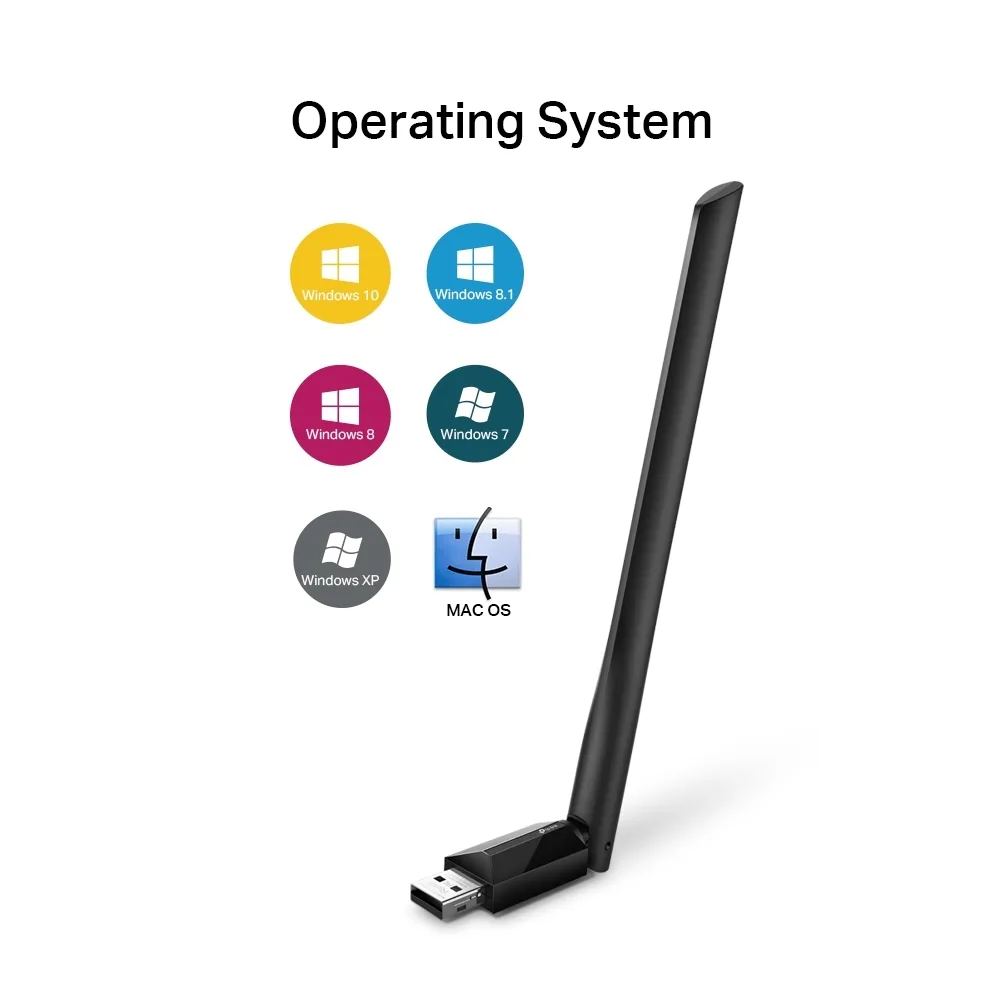 TP-Link Adaptor USB Wireless AC600 2.4 / 5 GHz. 200/433 Mbps, USB 2.0 angle