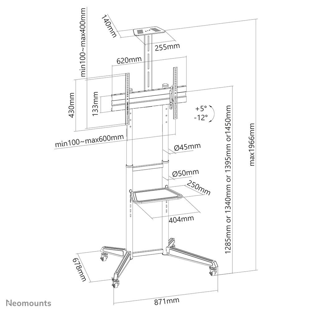 Neomounts FL50-550BL1 Stand TV mobil de podea pentru display 37-70inch lifestyle