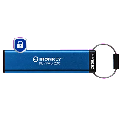 Kingston IronKey Keypad 200, USB-A Flash Drive 32GB, AES-256 Encrypted