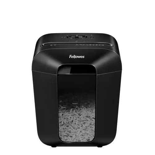 Fellowes Distrugator documente LX50 negru, 9 coli, particule 4x37 mm, P-4, cos 17L 