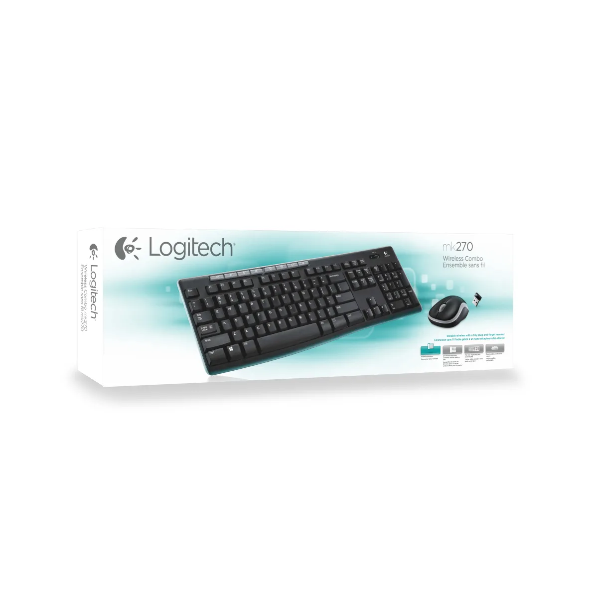 Logitech MK270 Wireless Combo, German QWERTZ, Black angle