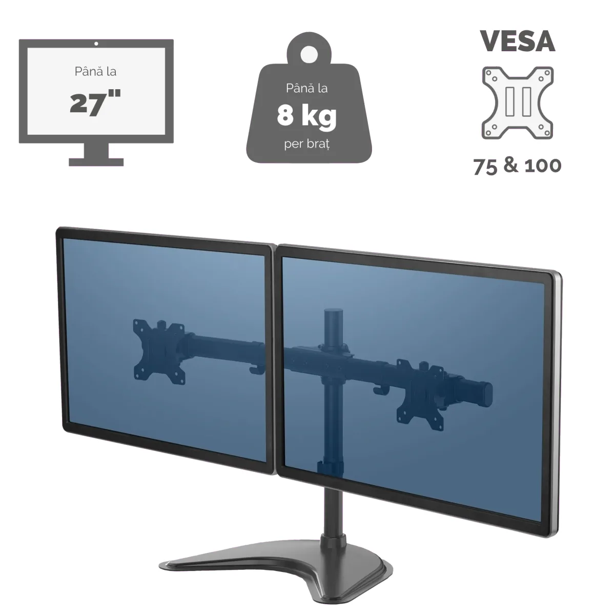 Fellowes Professional Series Freestanding Dual Horizontal Monitor Arm 