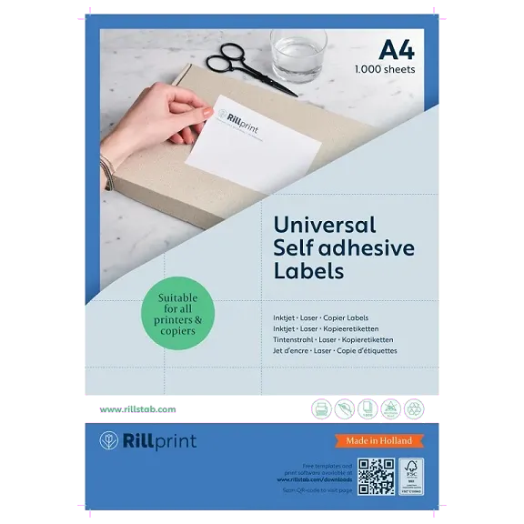 Rillprint Etichete autoadezive 16 pe A4, 99.1 x 33.9mm, 100 coli 