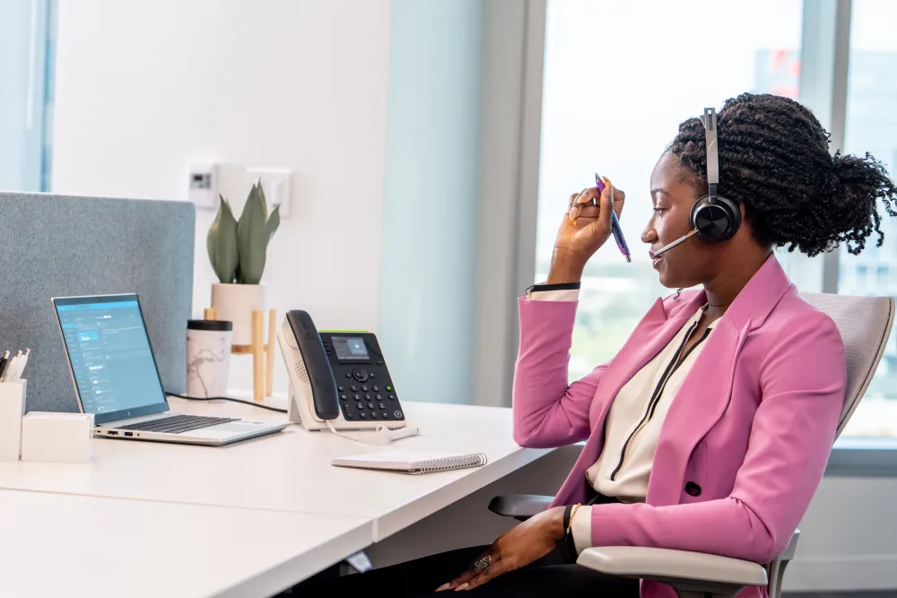 HP Poly Edge E220 IP Phone and PoE-enabled 