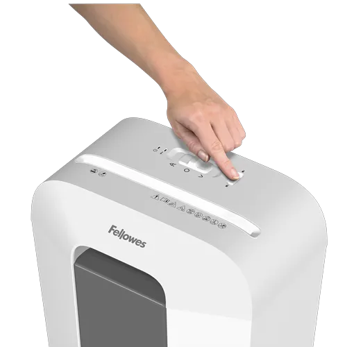 Fellowes Distrugator documente LX50 alb, 9 coli, particule 4x37 mm, P-4, cos 17L 