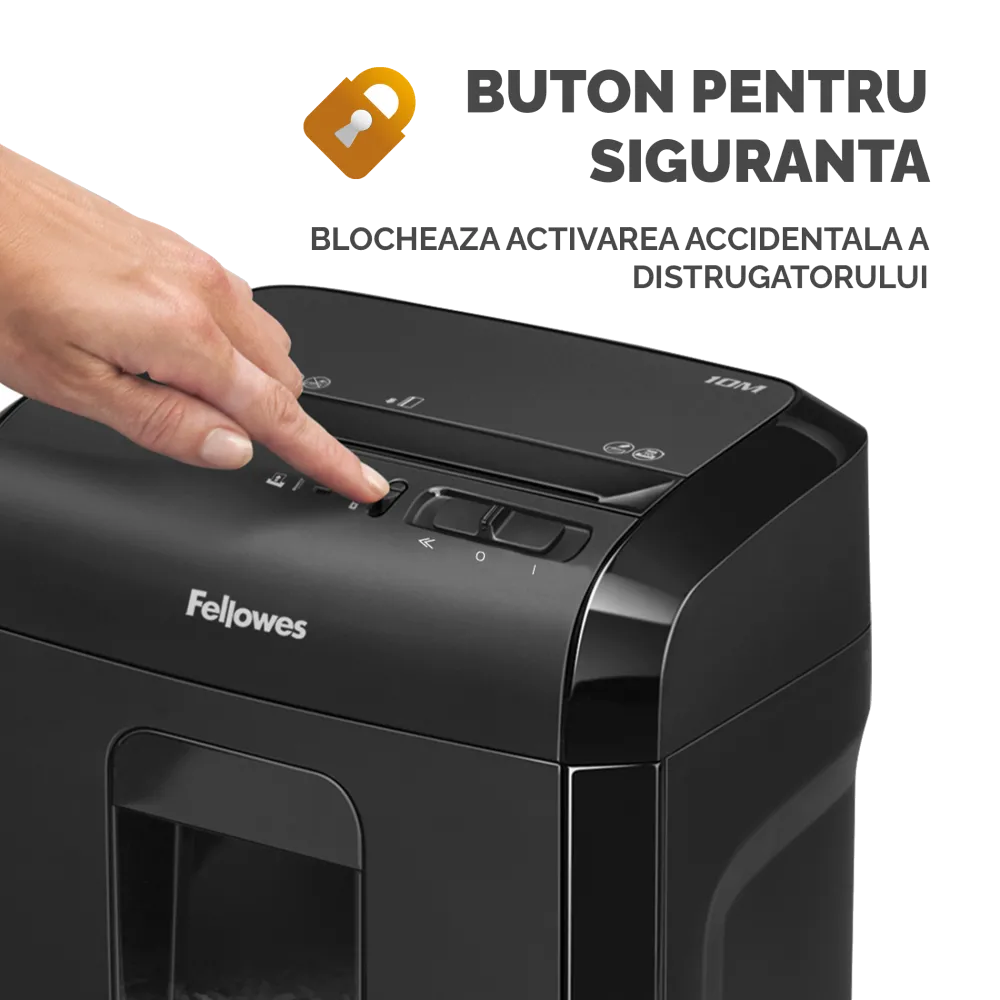 Fellowes Distrugator documente 10M, 10 coli, microparticule 2x12 mm, P-5, cos 19L 