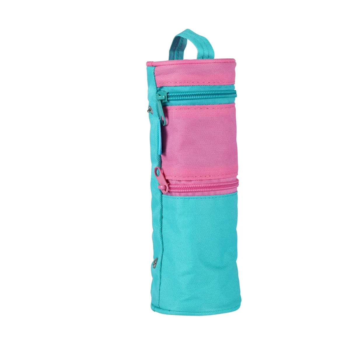 Herlitz Penar etui rotund cu 2 fermoare, turcoaz/roz