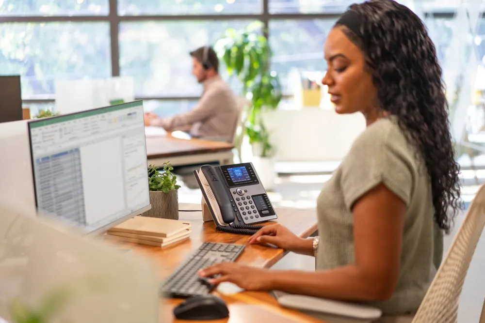 HP Poly Edge E400 IP Phone and PoE-enabled 