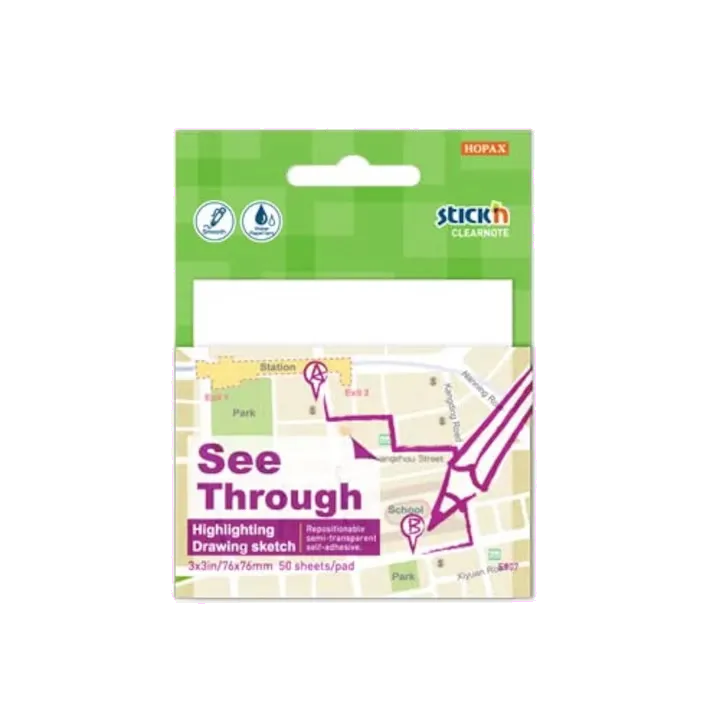 Hopax Notes autoadeziv 76x76mm transparent 50 file