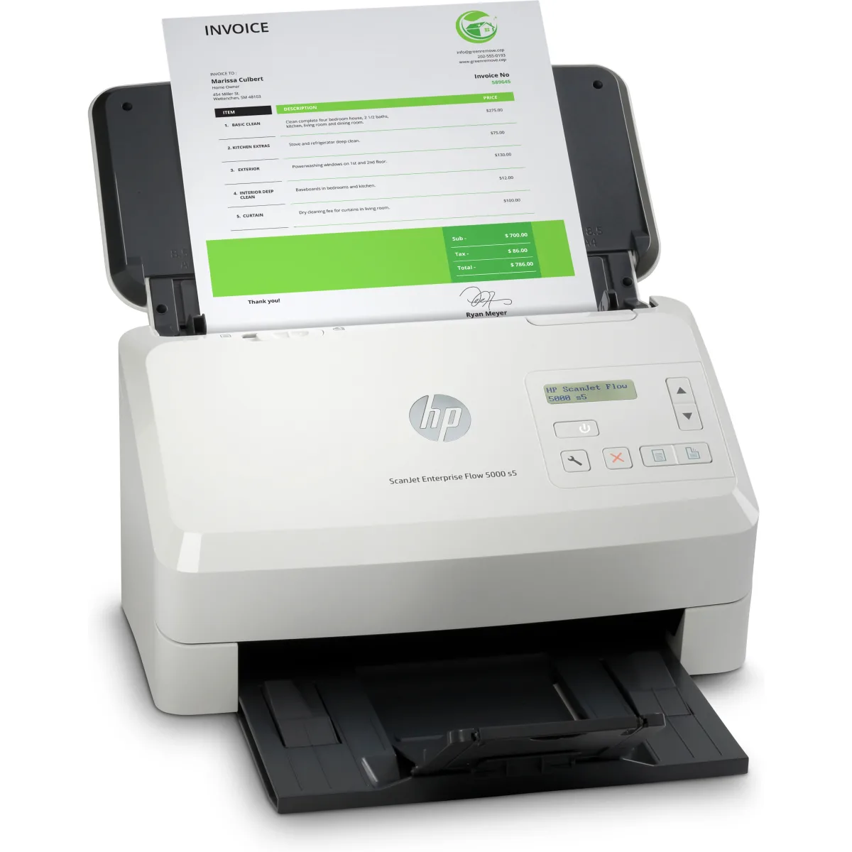 HP ScanJet Enterprise Flow 5000 s5 scanner 65 ppm angle