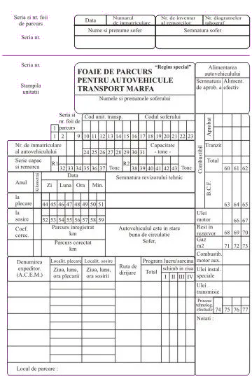 Office Foaie parcurs autovehicule marfa A4 FV 100 file