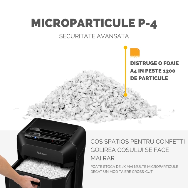 Fellowes Distrugator documente AutoMax 80M, ADF 80 coli, 8 coli manual, 4x12 mm, P-4, cos 17L lifestyle