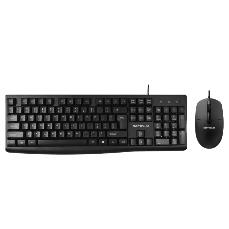 Serioux Kit tastatura si mouse cu fir USB 104 taste 1600 DPI