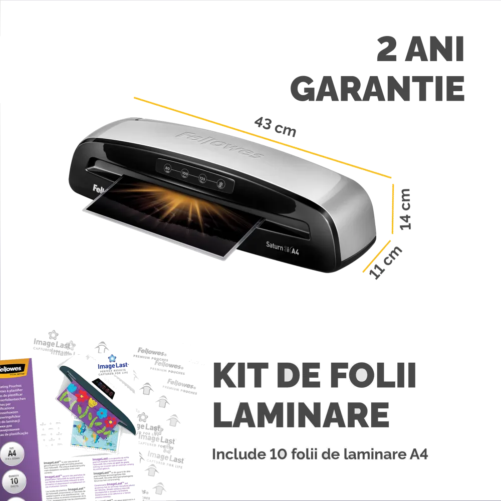 Fellowes Laminator A4 Saturn3i 125mic 235mm 300mm/min InstaHeat 