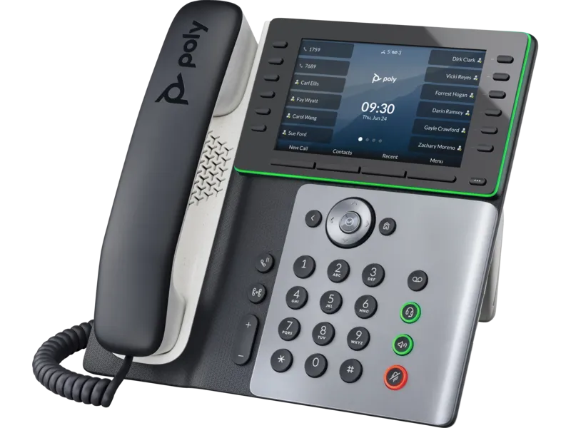 HP Poly Edge E500 IP Phone and PoE-enabled 