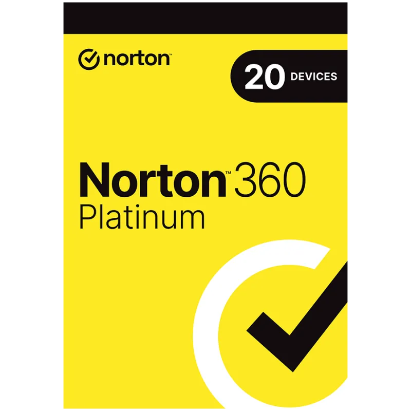 Norton 360 Platinum licenta antivirus 20 dispozitive, 1 an, cutie