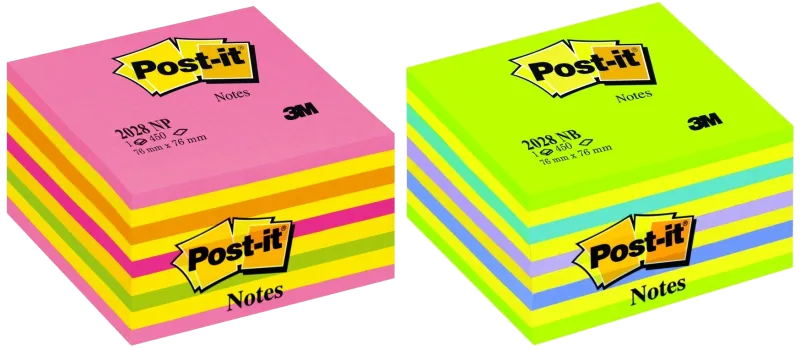 3M Cub notes adeziv Post-it NEON 76x76mm 450 file culori neon