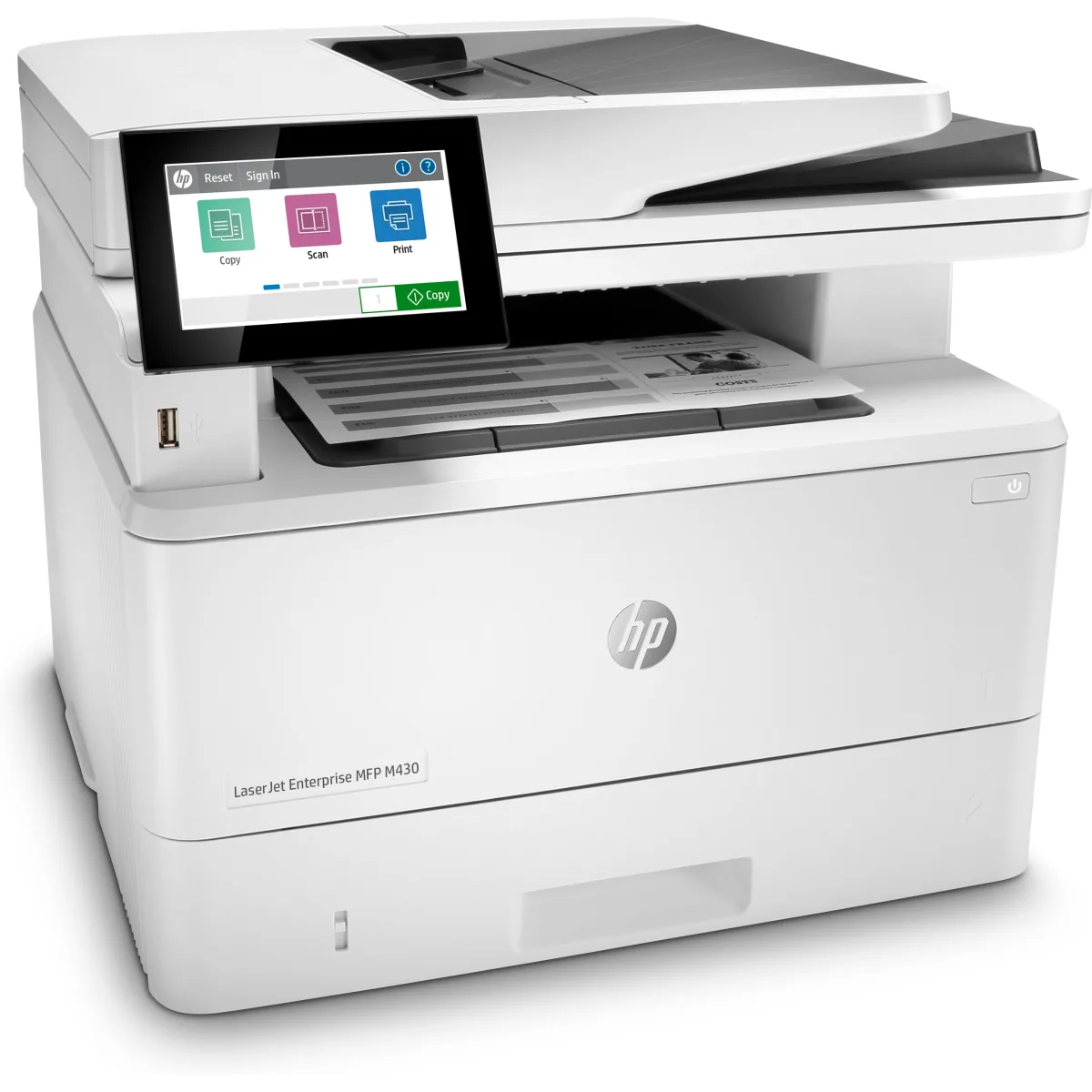 HP LaserJet Enterprise M430f multifunctional mono fax (3PZ55A) angle