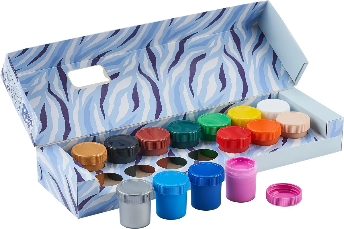 Oxford Acuarele guase Kids, 14 culori x 20 ml, zebra
