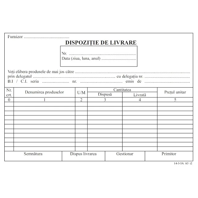 Office Dispozitie livrare A5 FV 100file