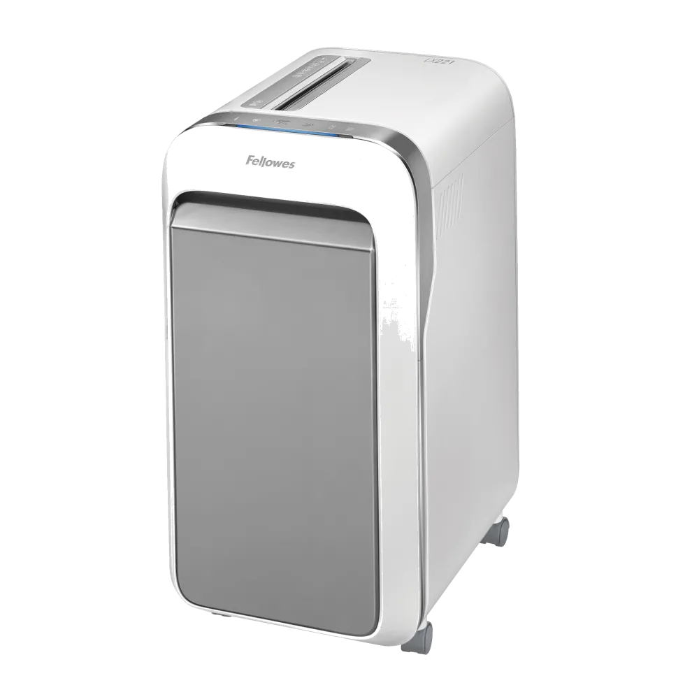 Fellowes Distrugator documente LX221 alb, 20 coli, microparticule 2x12 mm, P-5, cos 30L
