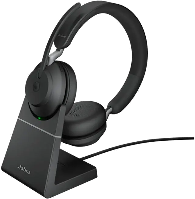 Jabra Casca EVOLVE2 65 MS 26599-999-889, binaural, On-Ear, Bluetooth, USB-C, stand incarcare