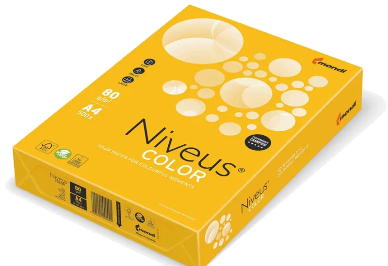 Niveus Hartie colorata A4 80g/mp Galben Intens SY40, 500 coli