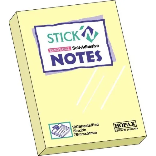 Hopax Notes adeziv 50x75mm 100 file galben pastel
