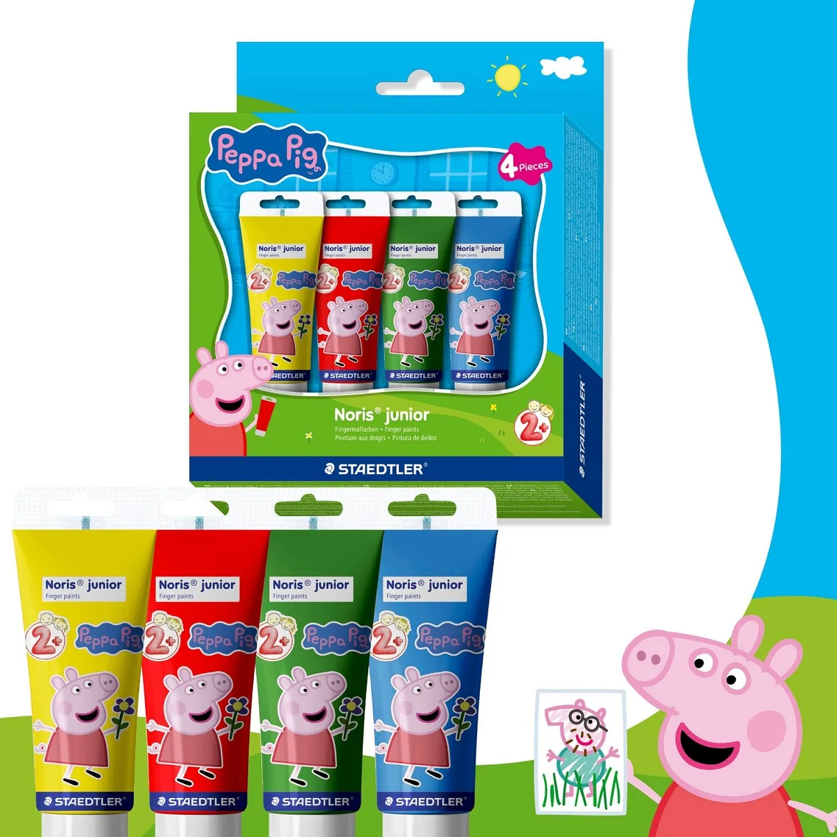 Staedtler Peppa Pig vopsea degete, set 4 culori main