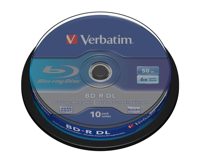 Verbatim Set 10 BluRay BD-R Dual Layer, 6x, 50GB, White-Blue Surface